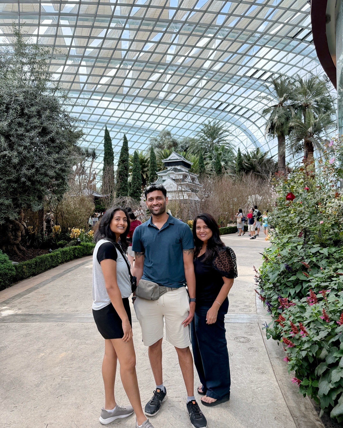 With sister and mom at botanical conservatory